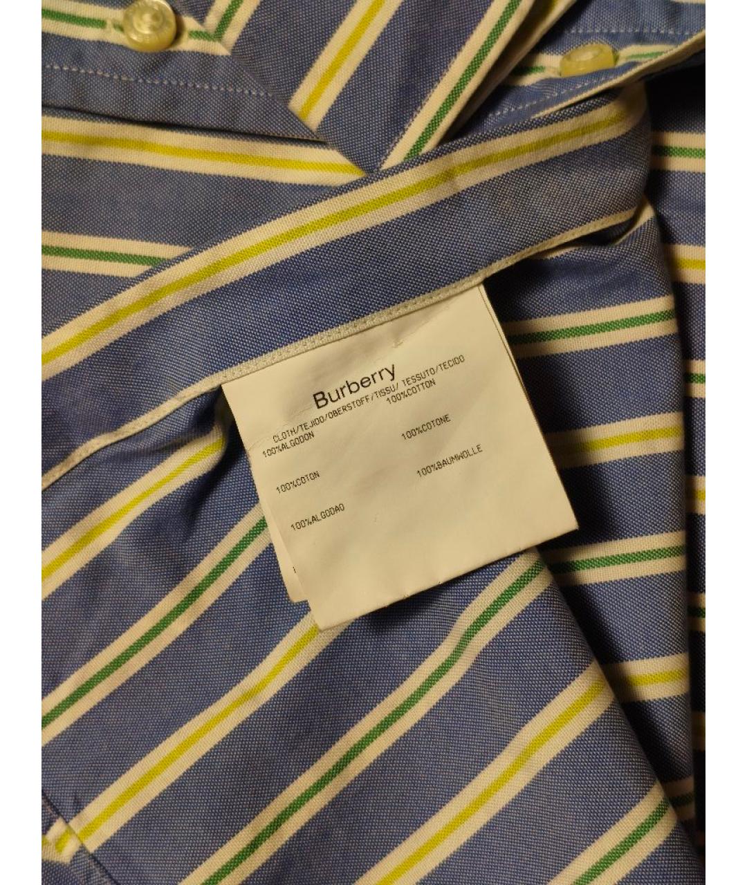BURBERRY Голубая хлопковая кэжуал рубашка, фото 5