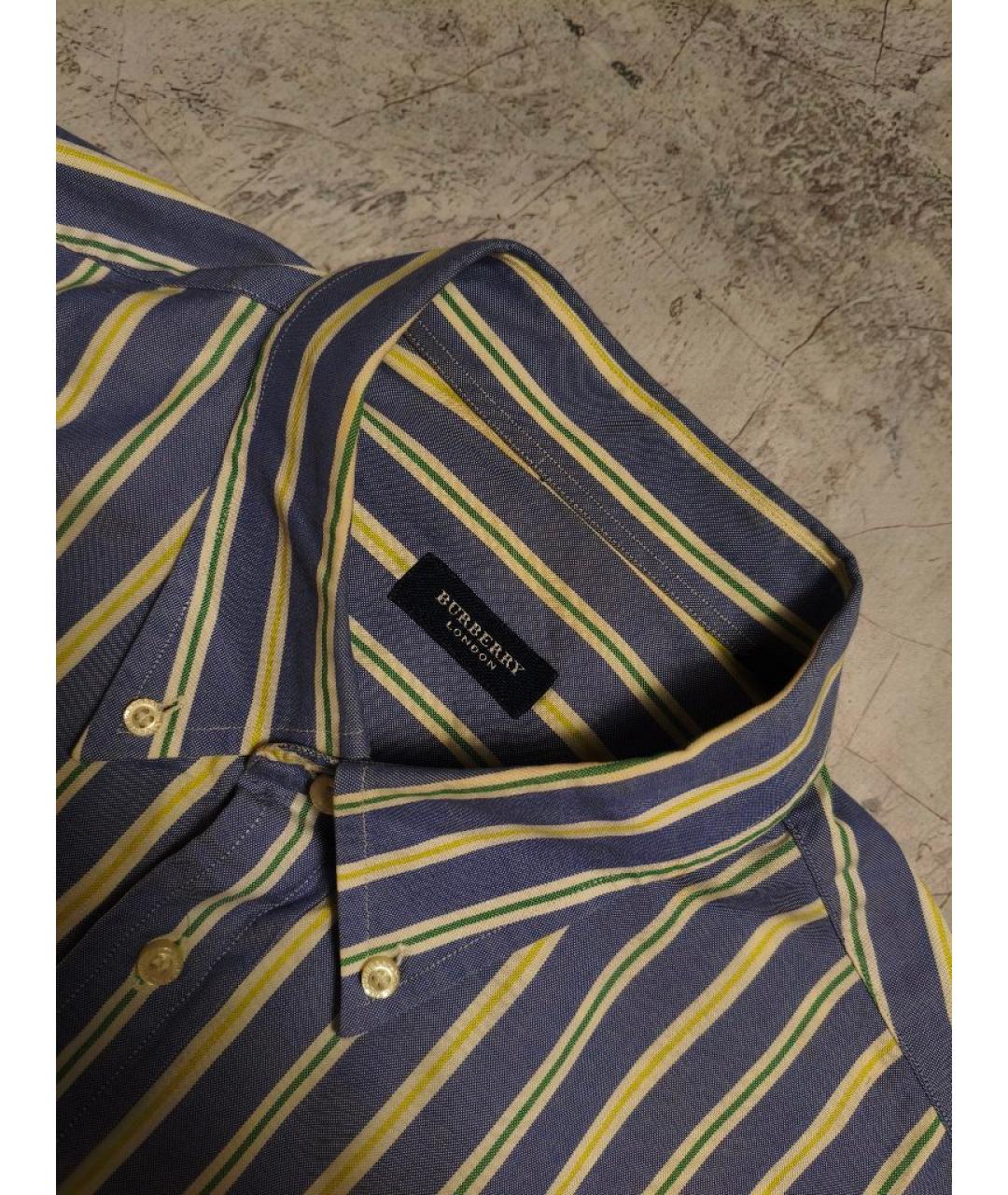 BURBERRY Голубая хлопковая кэжуал рубашка, фото 4
