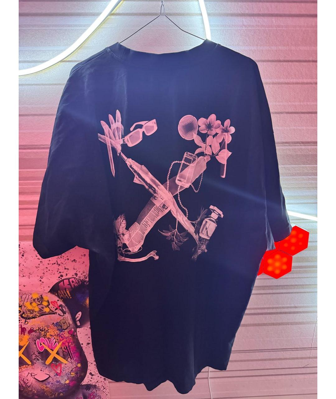 OFF-WHITE Черная хлопковая футболка, фото 2