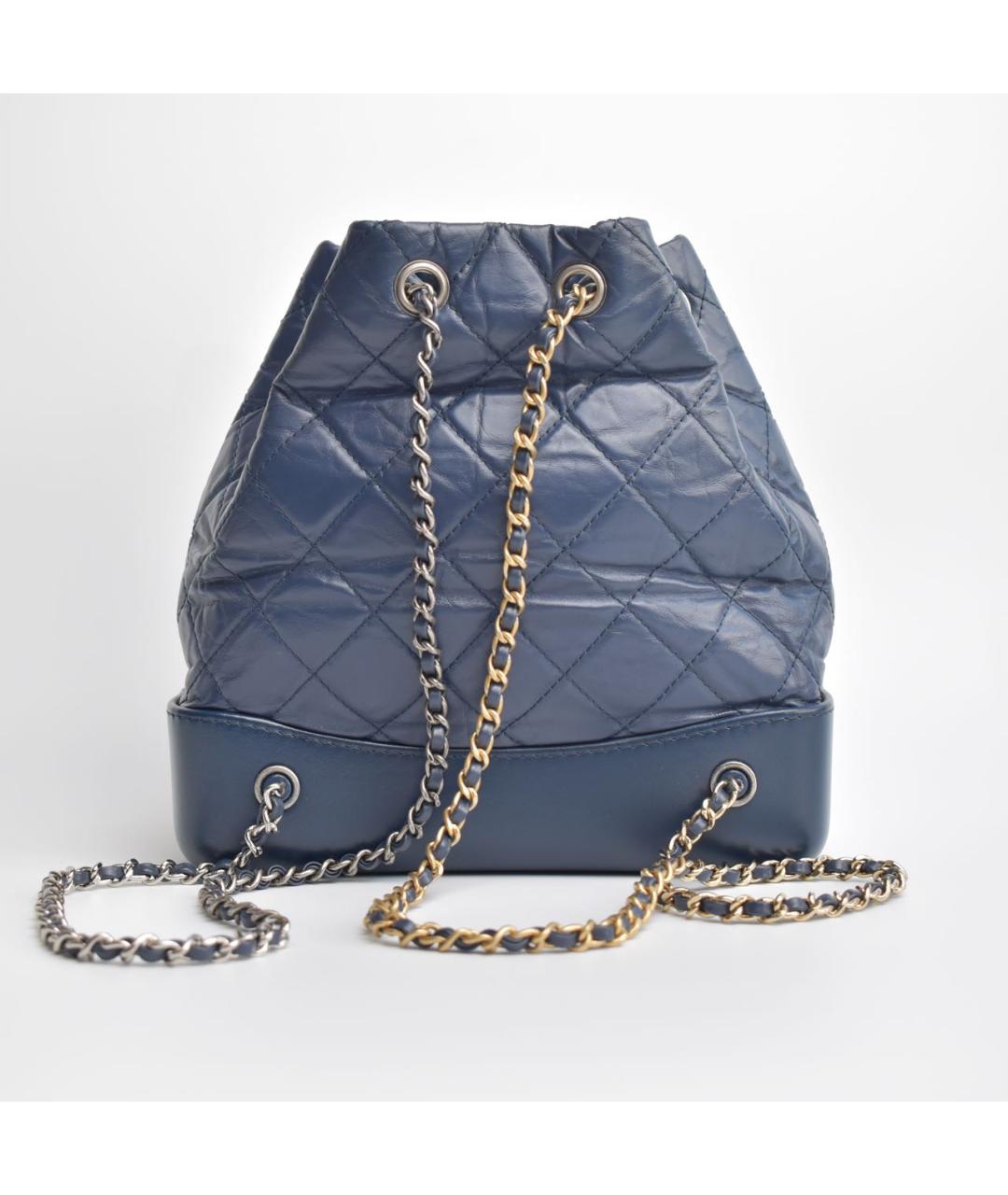 CHANEL Синий кожаный рюкзак, фото 3