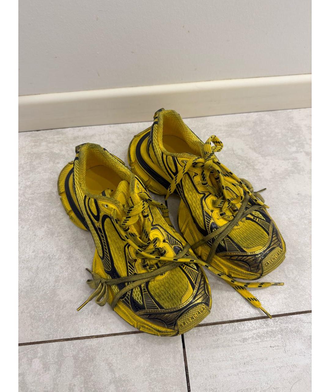 BALENCIAGA Желтые текстильные низкие кроссовки / кеды, фото 5