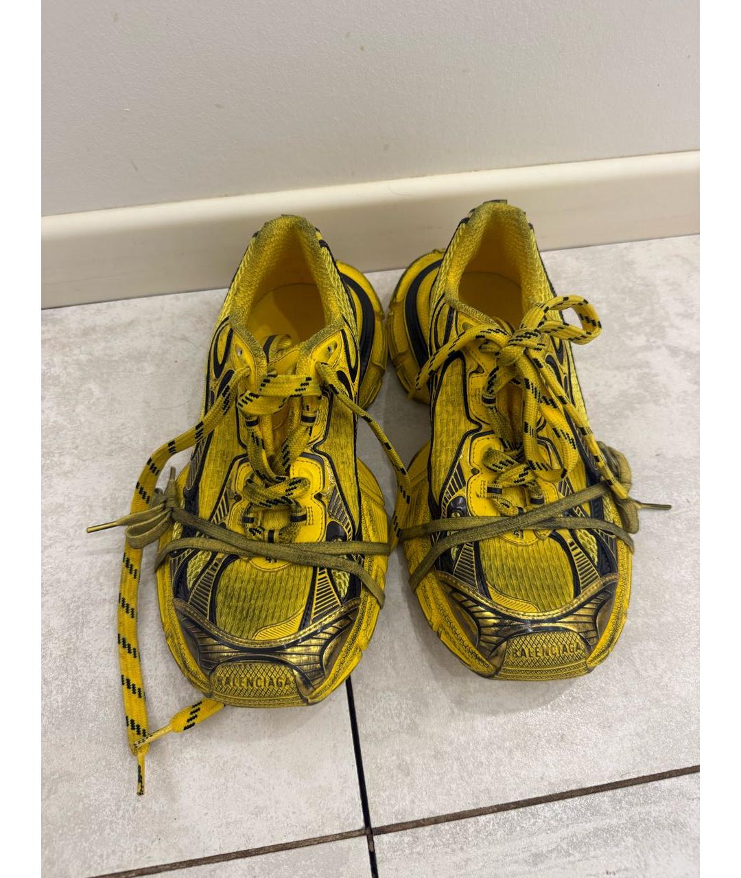 BALENCIAGA Желтые текстильные низкие кроссовки / кеды, фото 2