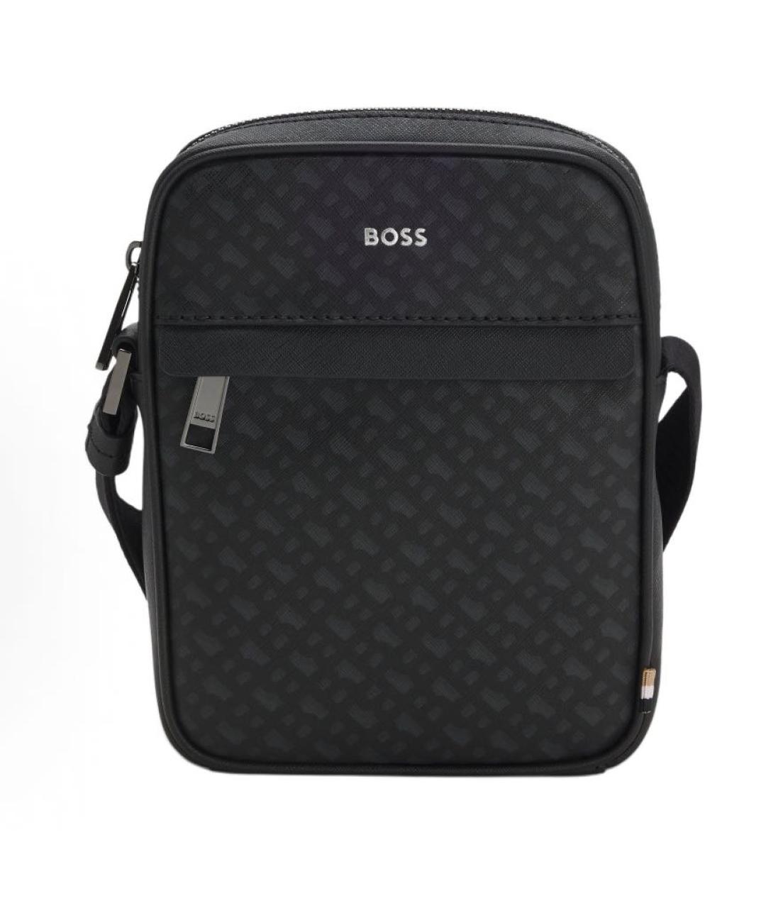 HUGO BOSS Черная кожаная сумка на плечо, фото 1