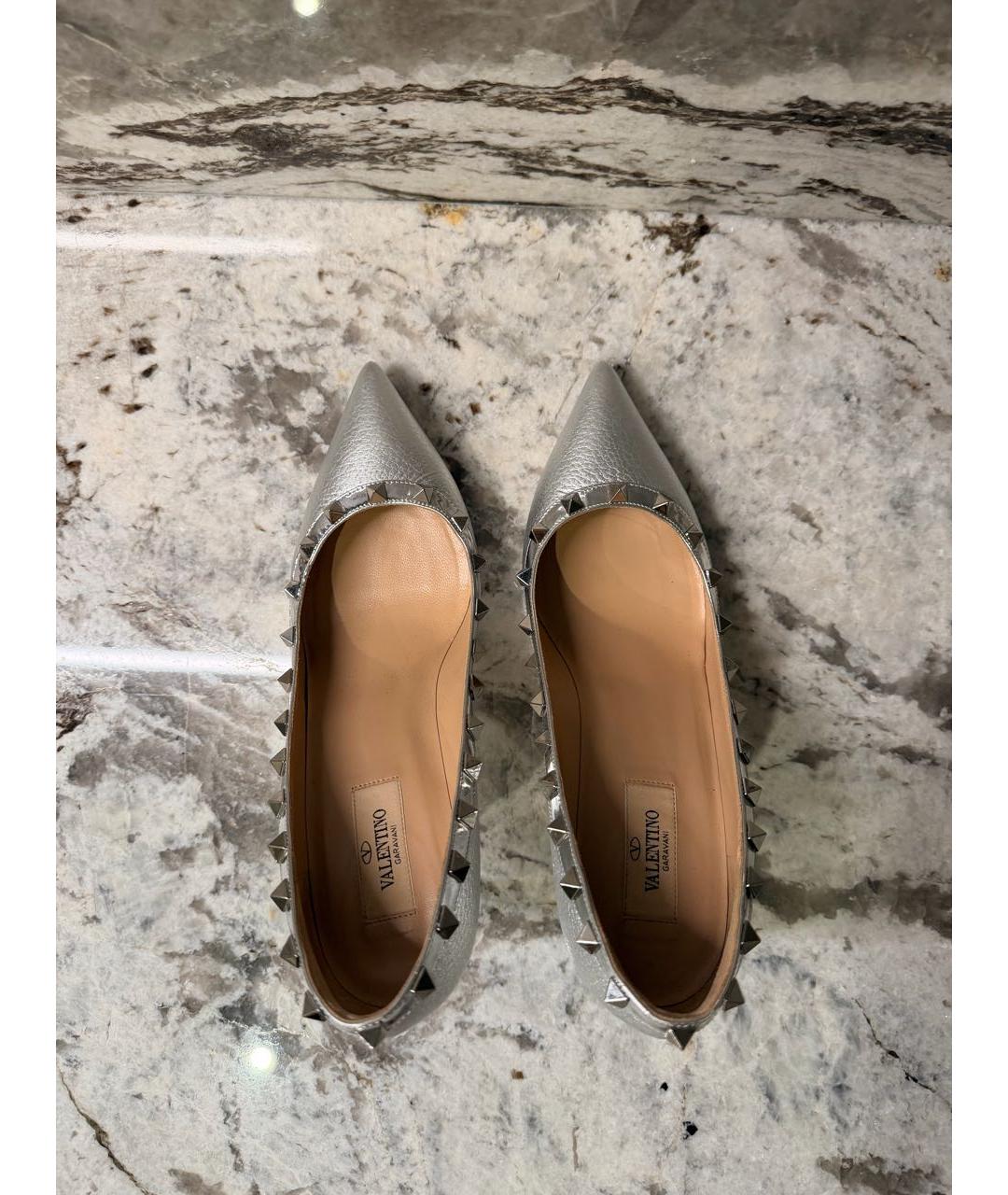 VALENTINO Серебряные кожаные туфли, фото 3