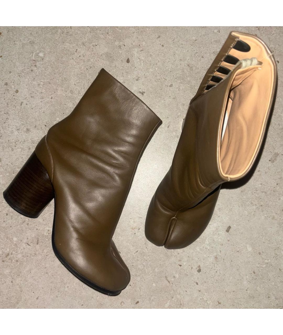 MAISON MARGIELA Хаки кожаные ботильоны, фото 5