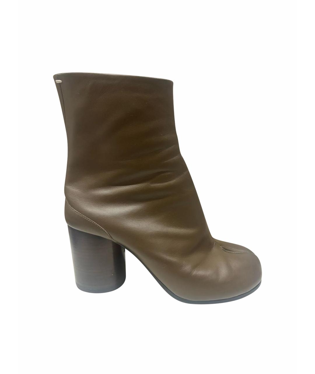 MAISON MARGIELA Хаки кожаные ботильоны, фото 1