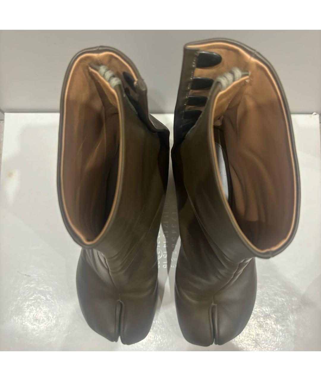 MAISON MARGIELA Хаки кожаные ботильоны, фото 3