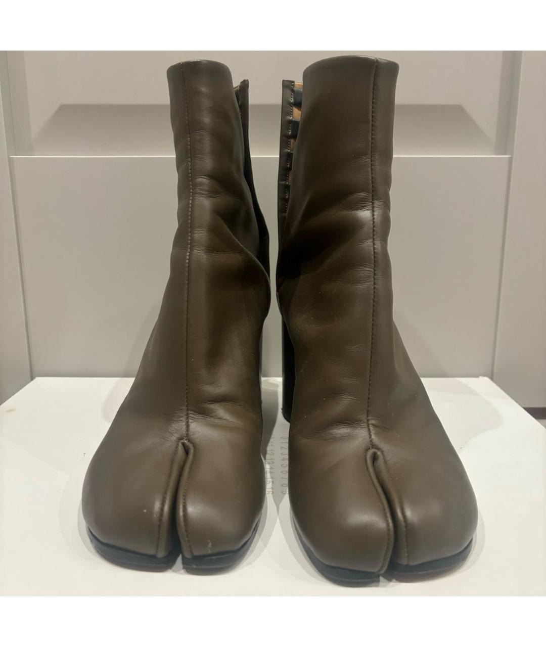 MAISON MARGIELA Хаки кожаные ботильоны, фото 2