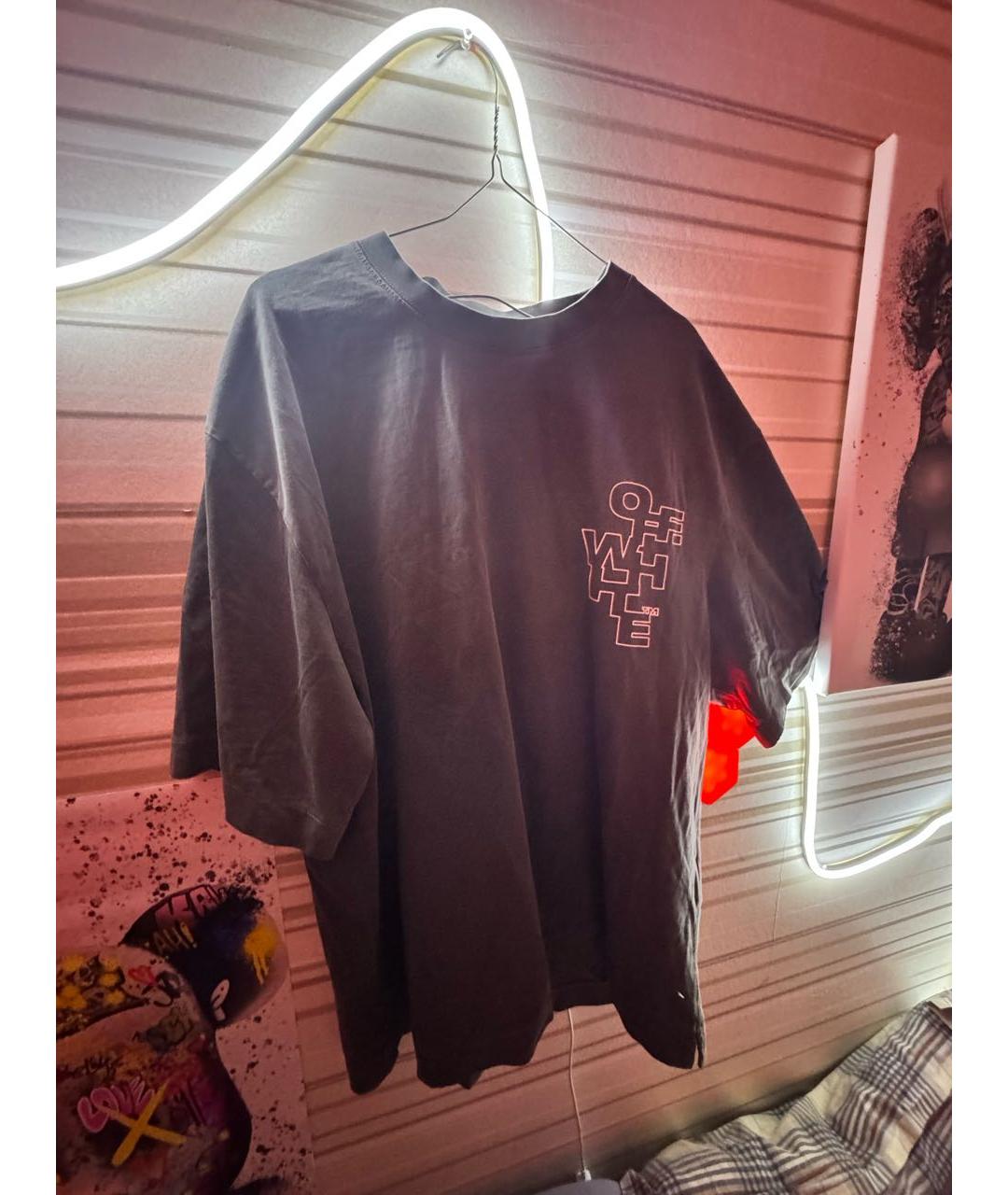 OFF-WHITE Антрацитовая хлопковая футболка, фото 5
