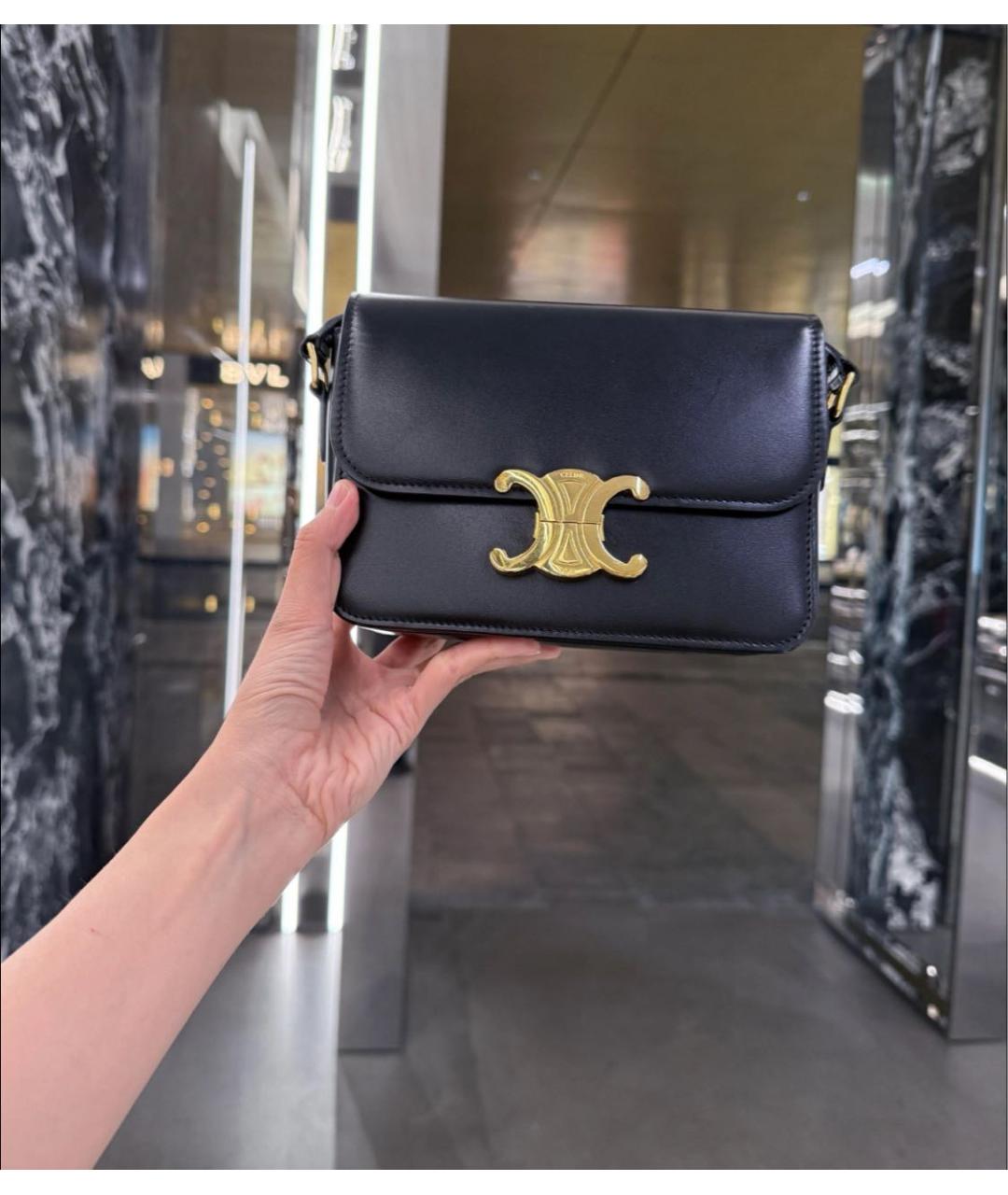 CELINE Черная кожаная сумка через плечо, фото 2