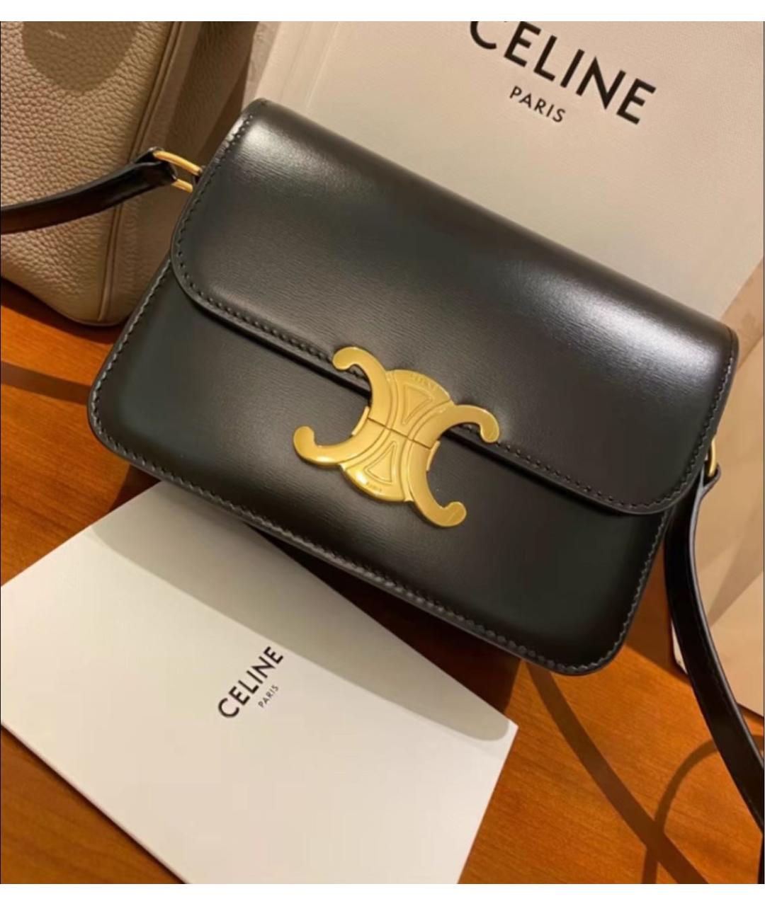 CELINE Черная кожаная сумка через плечо, фото 3