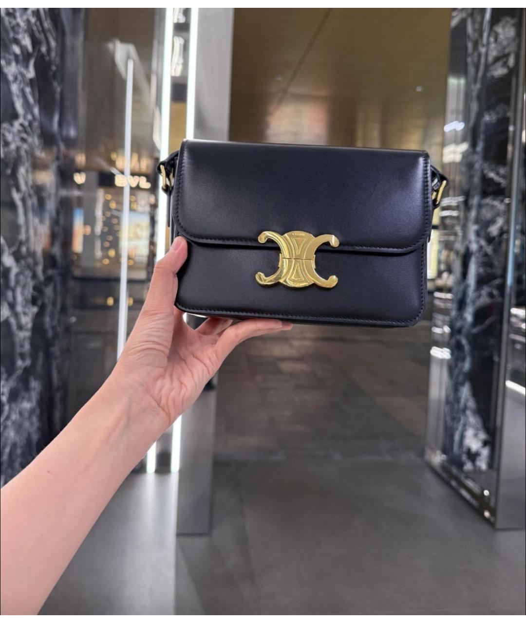 CELINE Черная кожаная сумка через плечо, фото 6