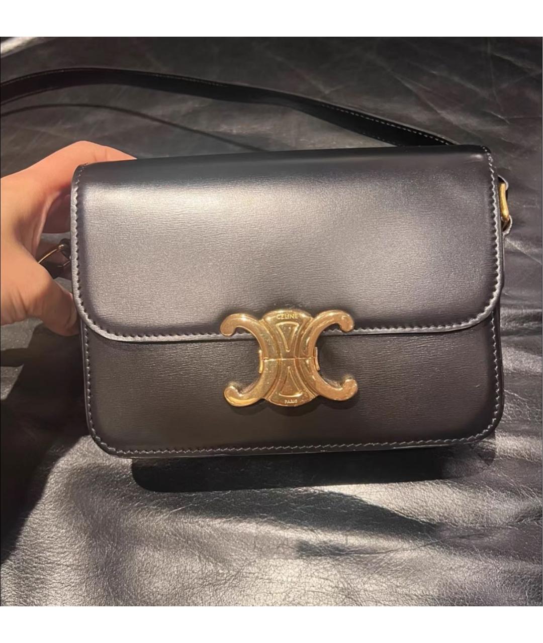 CELINE Черная кожаная сумка через плечо, фото 2