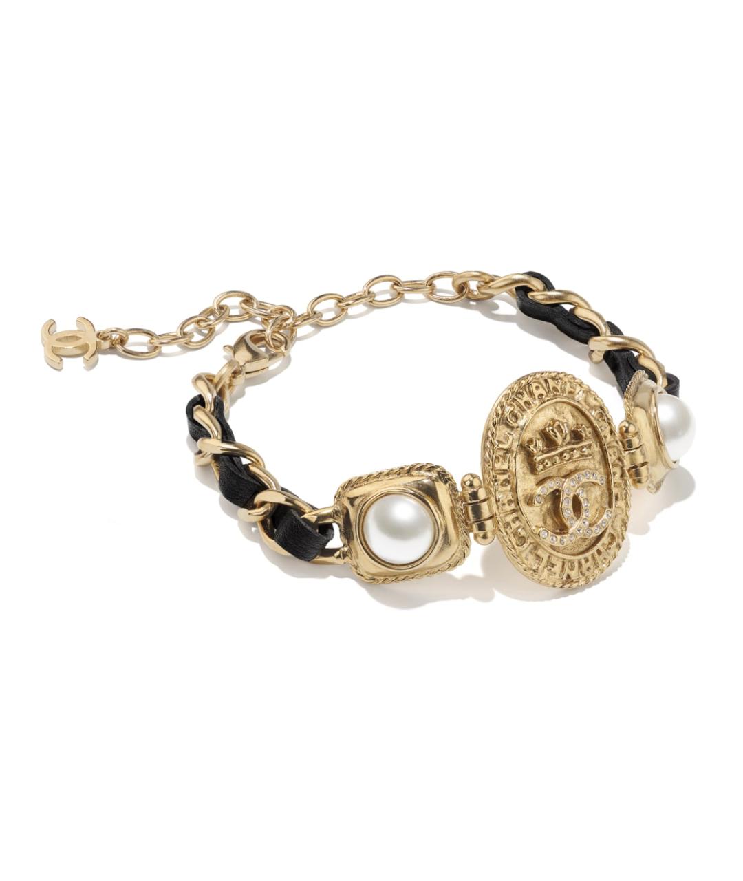 CHANEL Золотой металлический браслет, фото 1