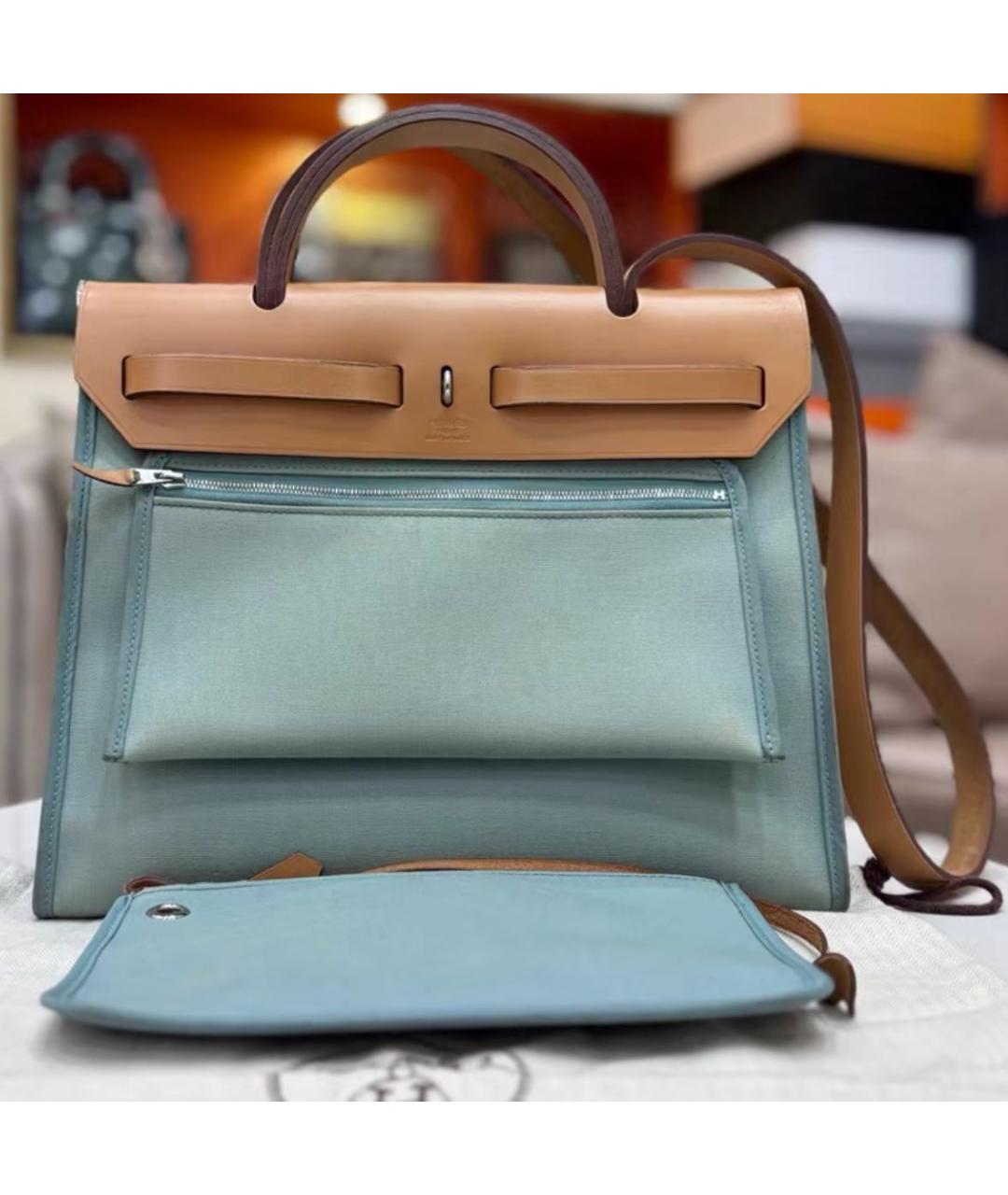 HERMES Голубая кожаная сумка через плечо, фото 3