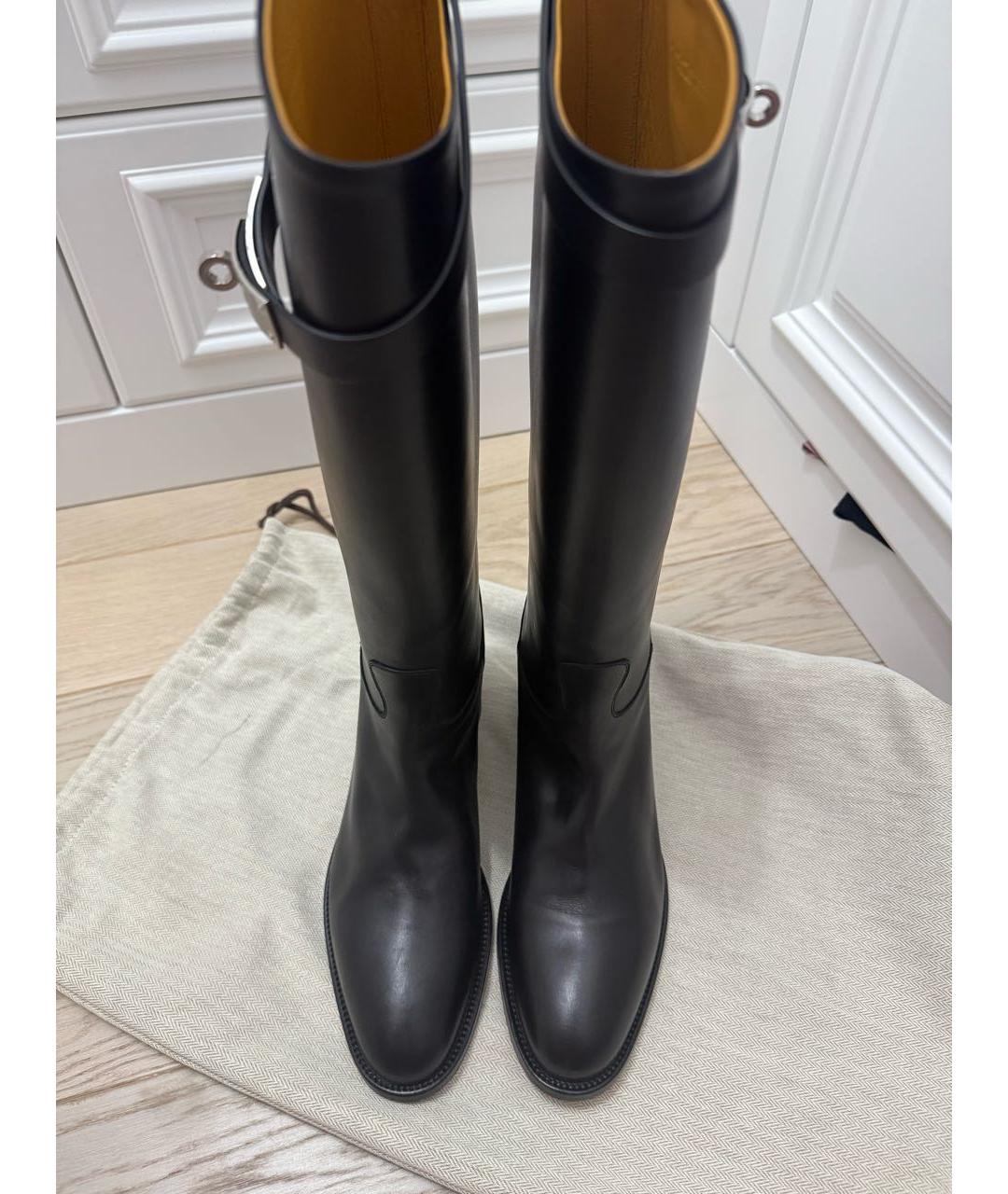 HERMES Черные кожаные сапоги, фото 5
