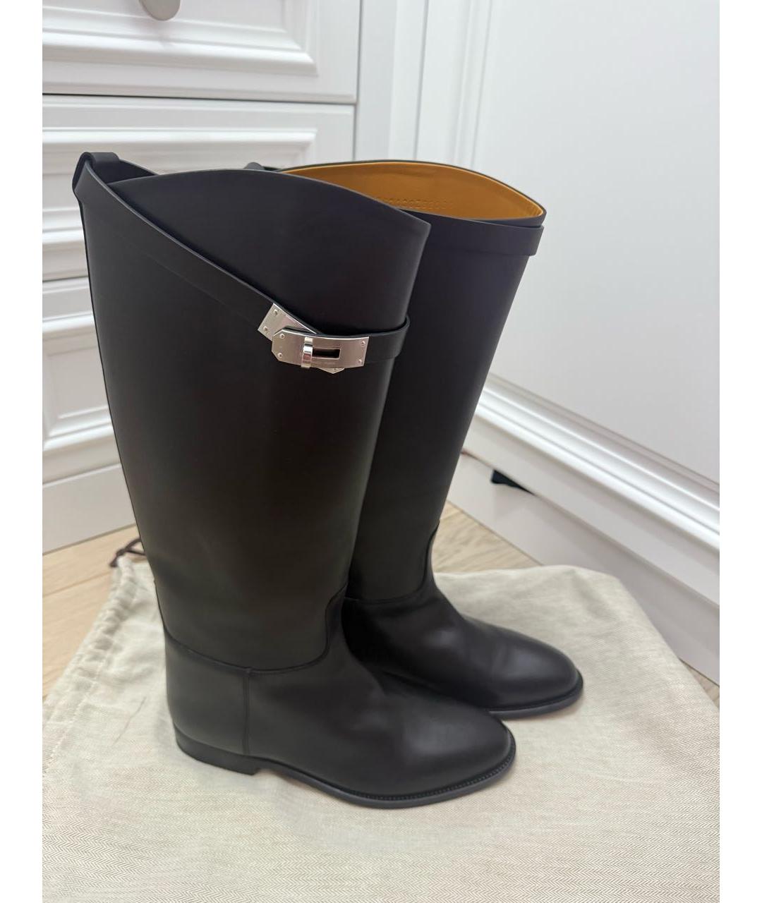 HERMES Черные кожаные сапоги, фото 3