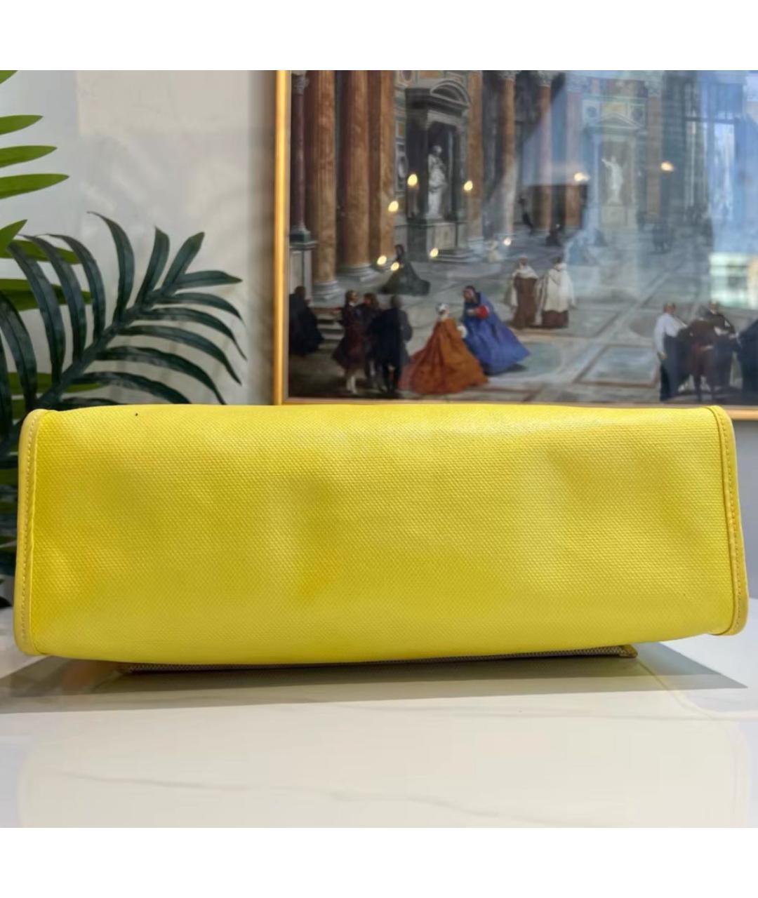 HERMES Желтая кожаная сумка с короткими ручками, фото 5