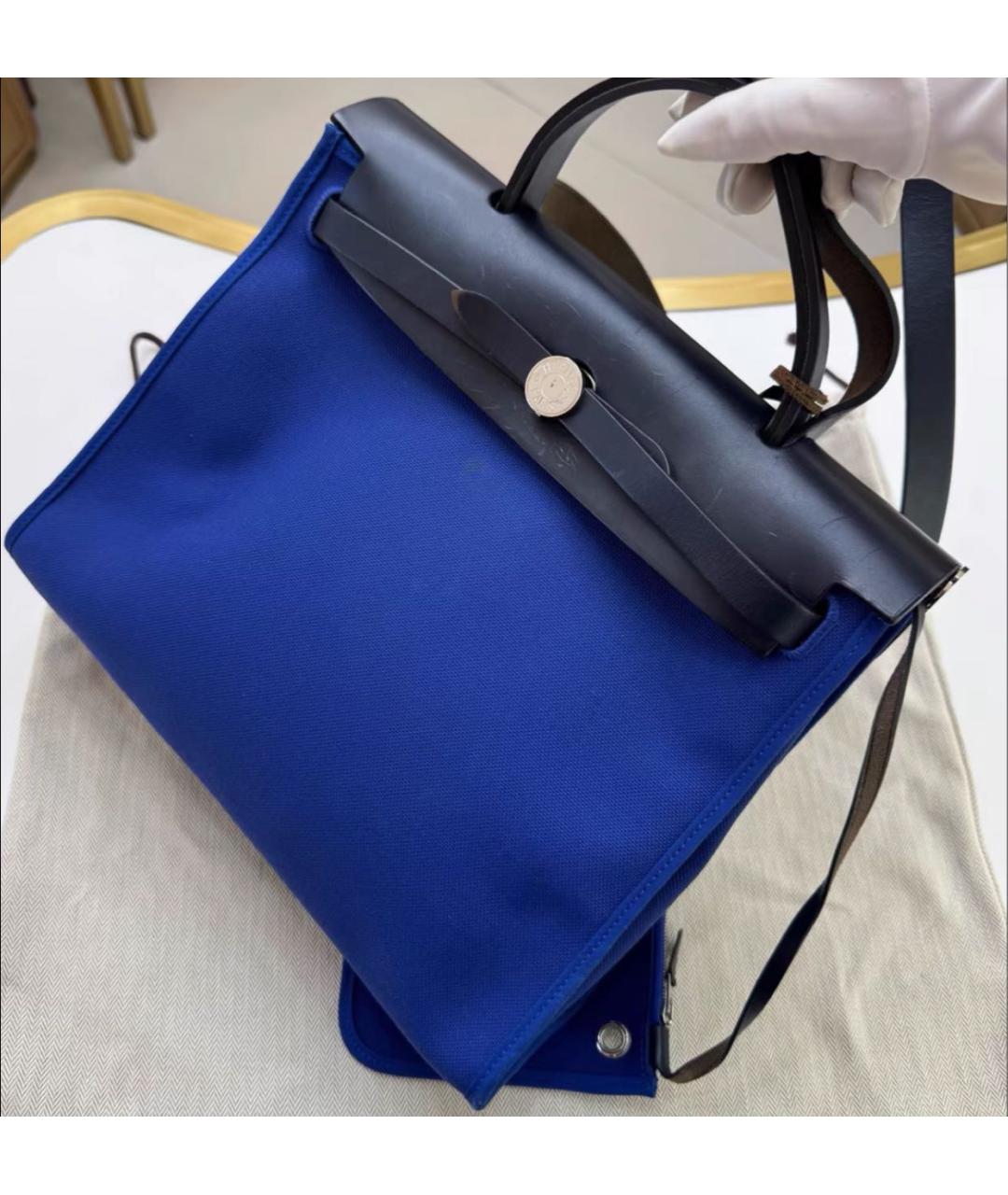 HERMES Синяя сумка с короткими ручками, фото 5