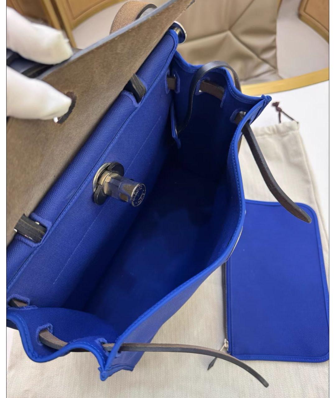 HERMES Синяя сумка с короткими ручками, фото 3