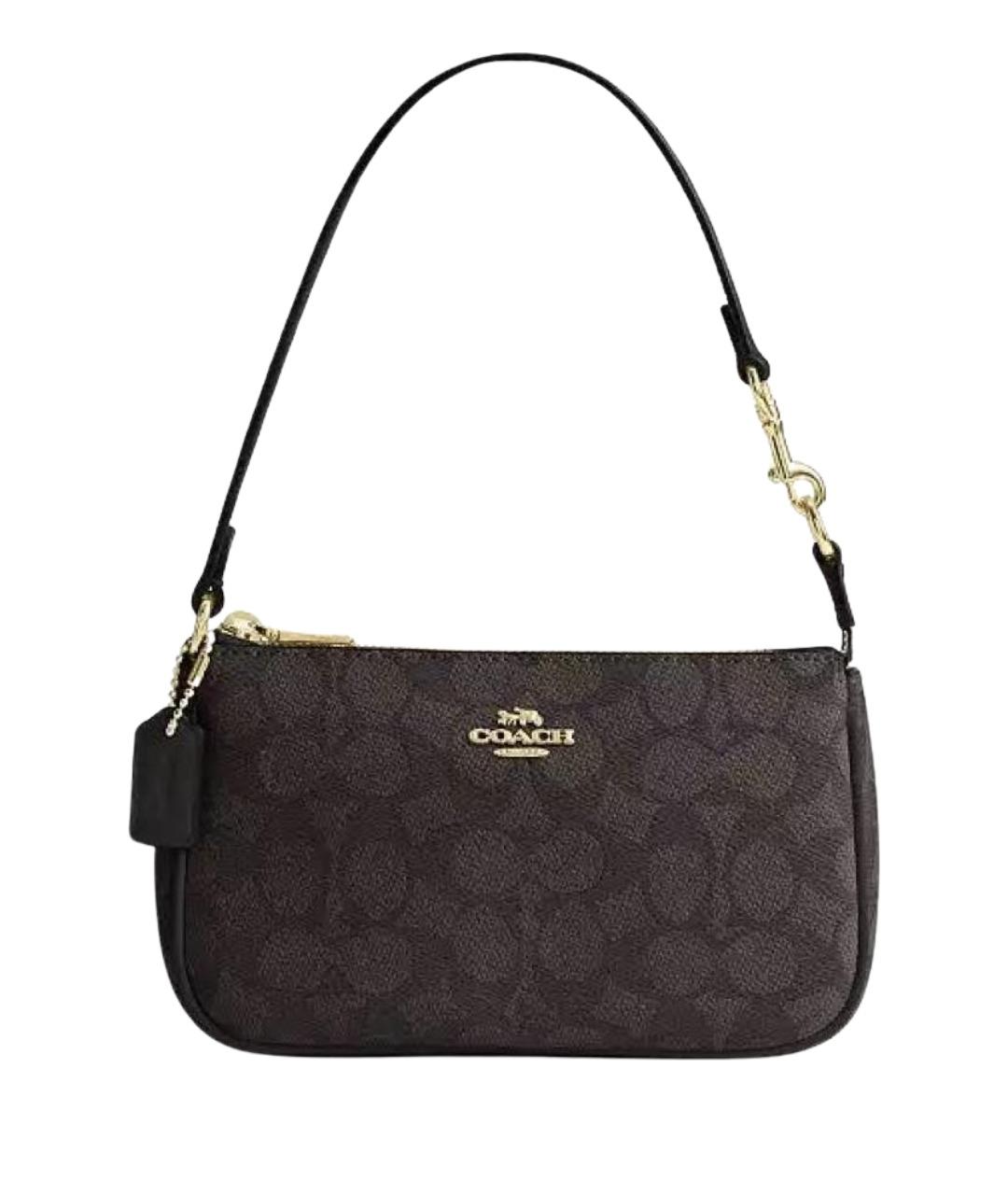 COACH Черная кожаная сумка с короткими ручками, фото 1