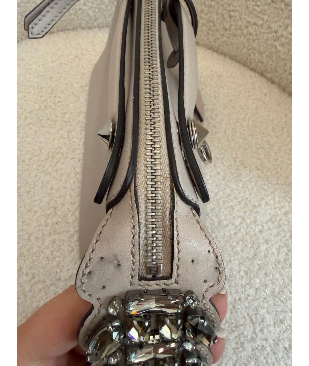 FENDI Бежевая кожаная сумка через плечо, фото 2