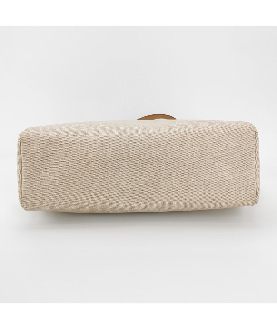 HERMES Бежевая тканевая сумка с короткими ручками, фото 3