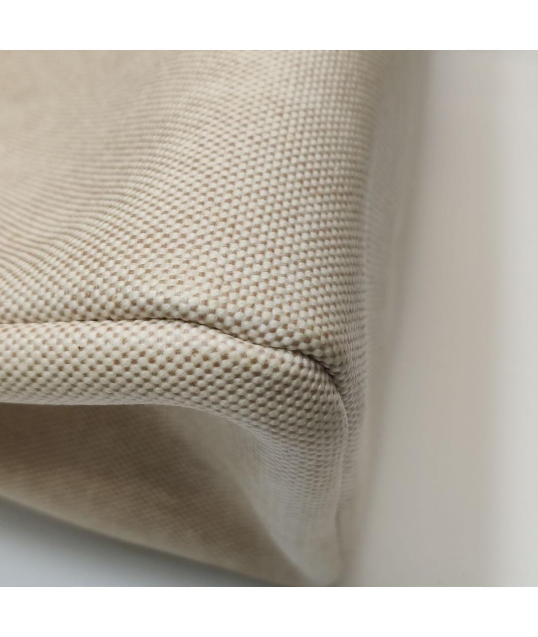 HERMES Бежевая тканевая сумка с короткими ручками, фото 4