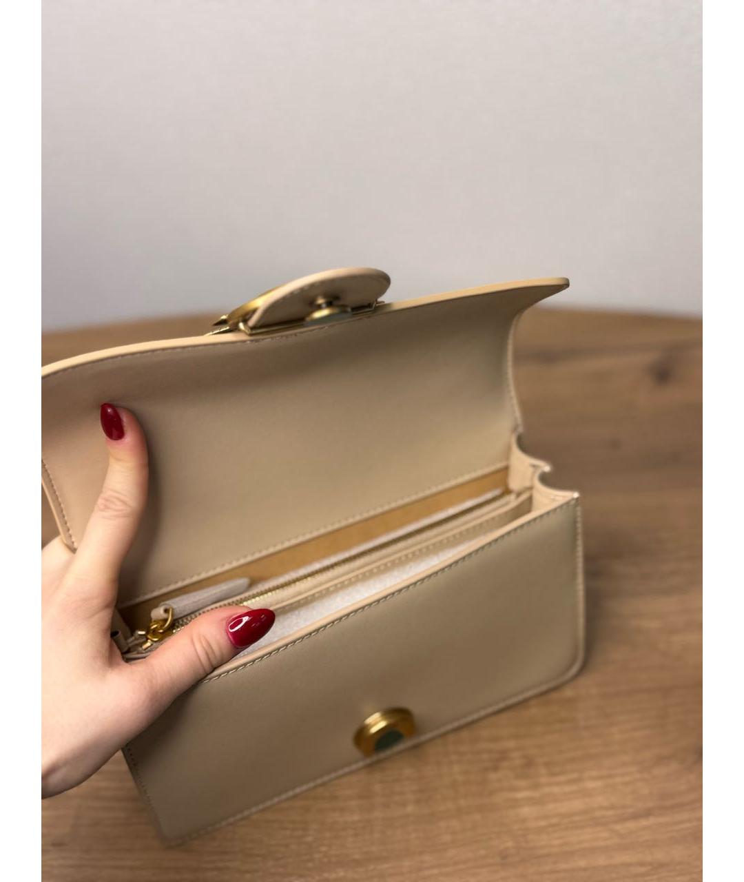 PINKO Бежевая кожаная сумка через плечо, фото 7