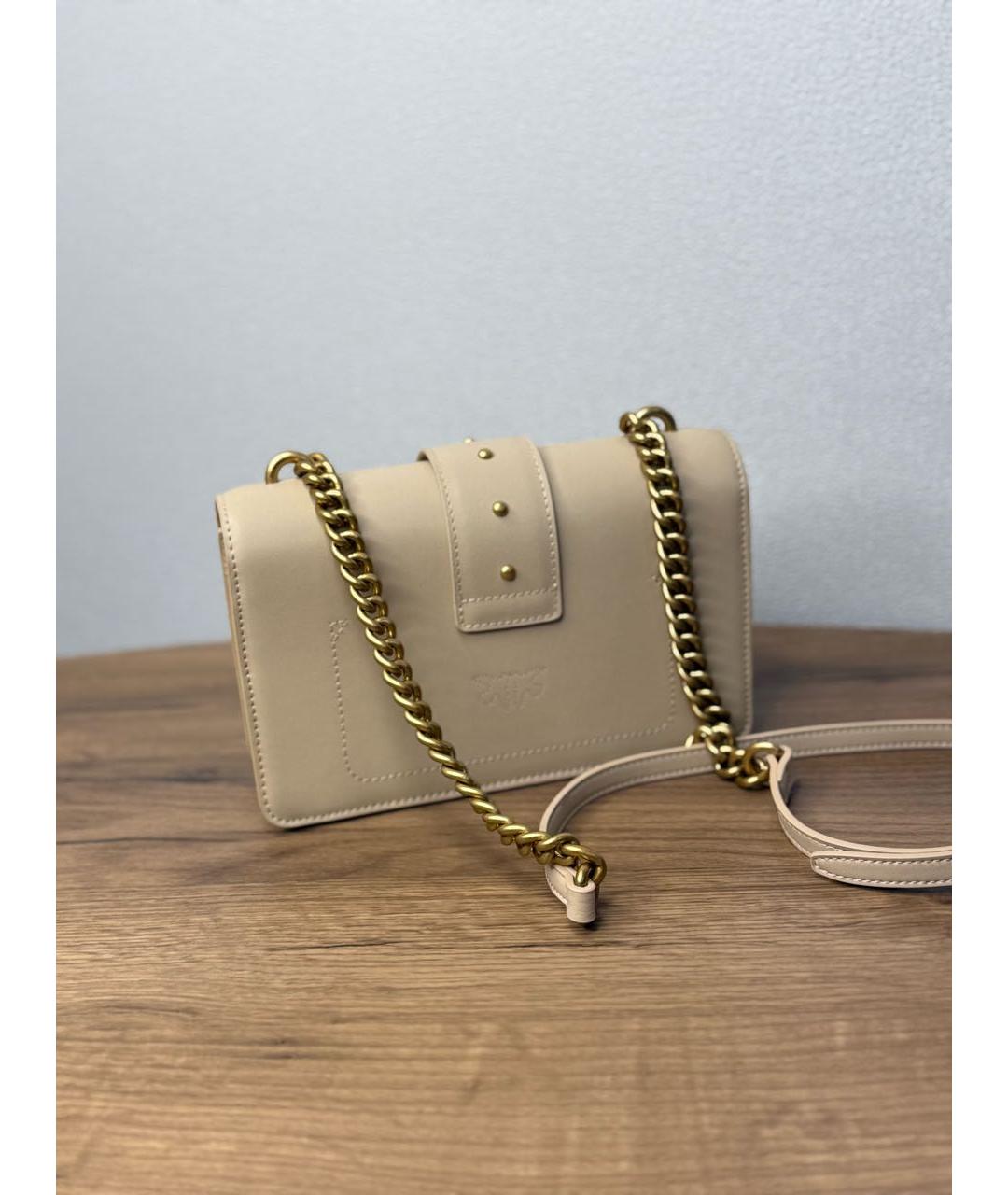 PINKO Бежевая кожаная сумка через плечо, фото 6