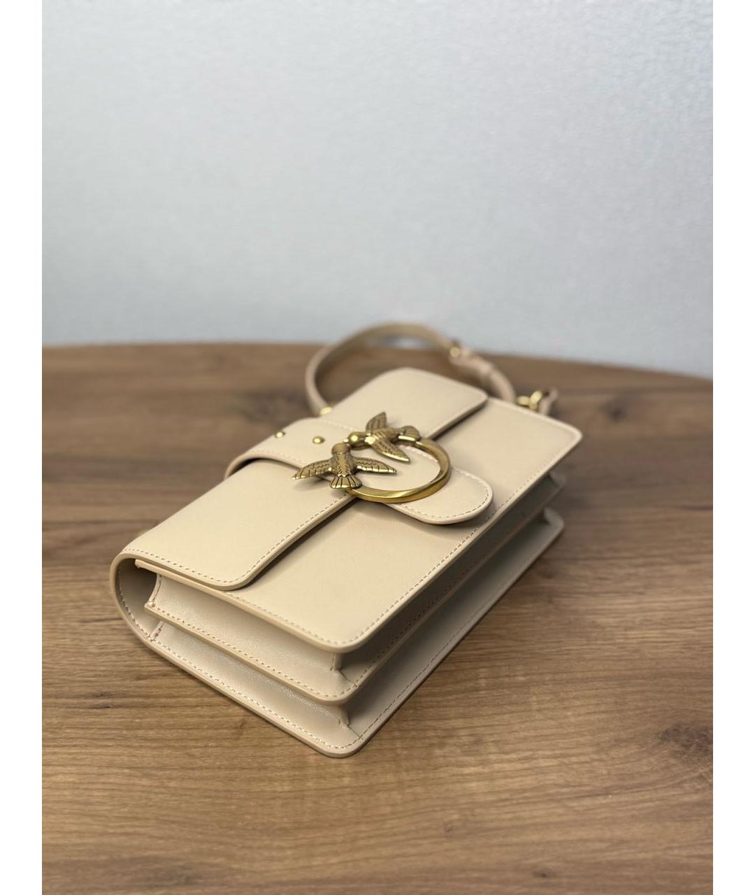 PINKO Бежевая кожаная сумка через плечо, фото 5