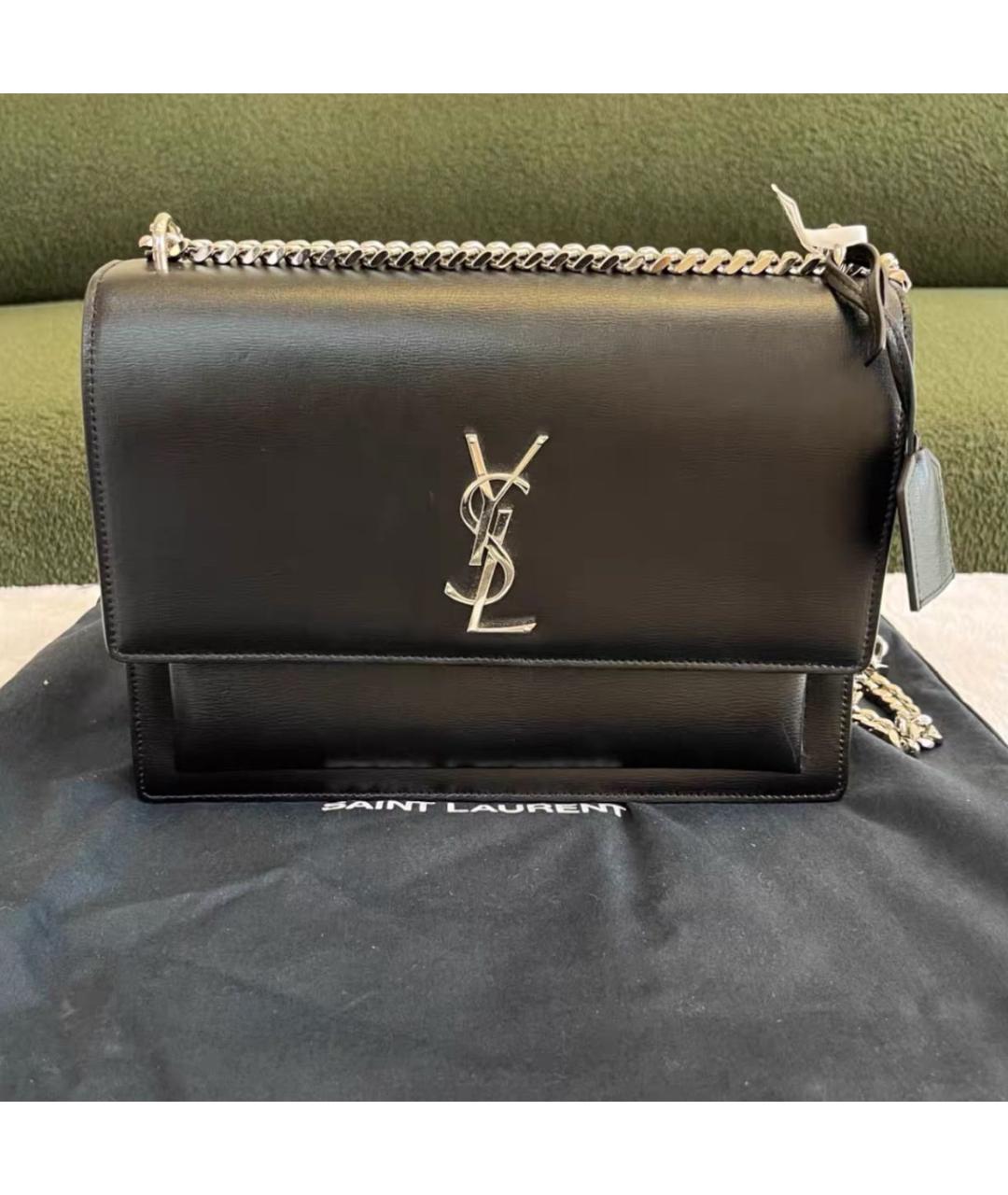 SAINT LAURENT Черная кожаная сумка через плечо, фото 2