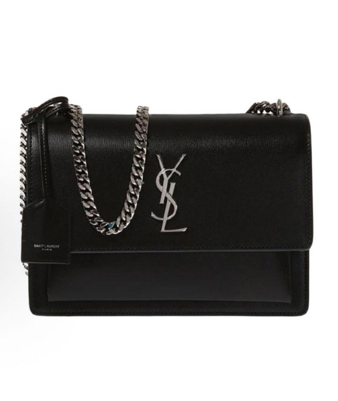 SAINT LAURENT Черная кожаная сумка через плечо, фото 5