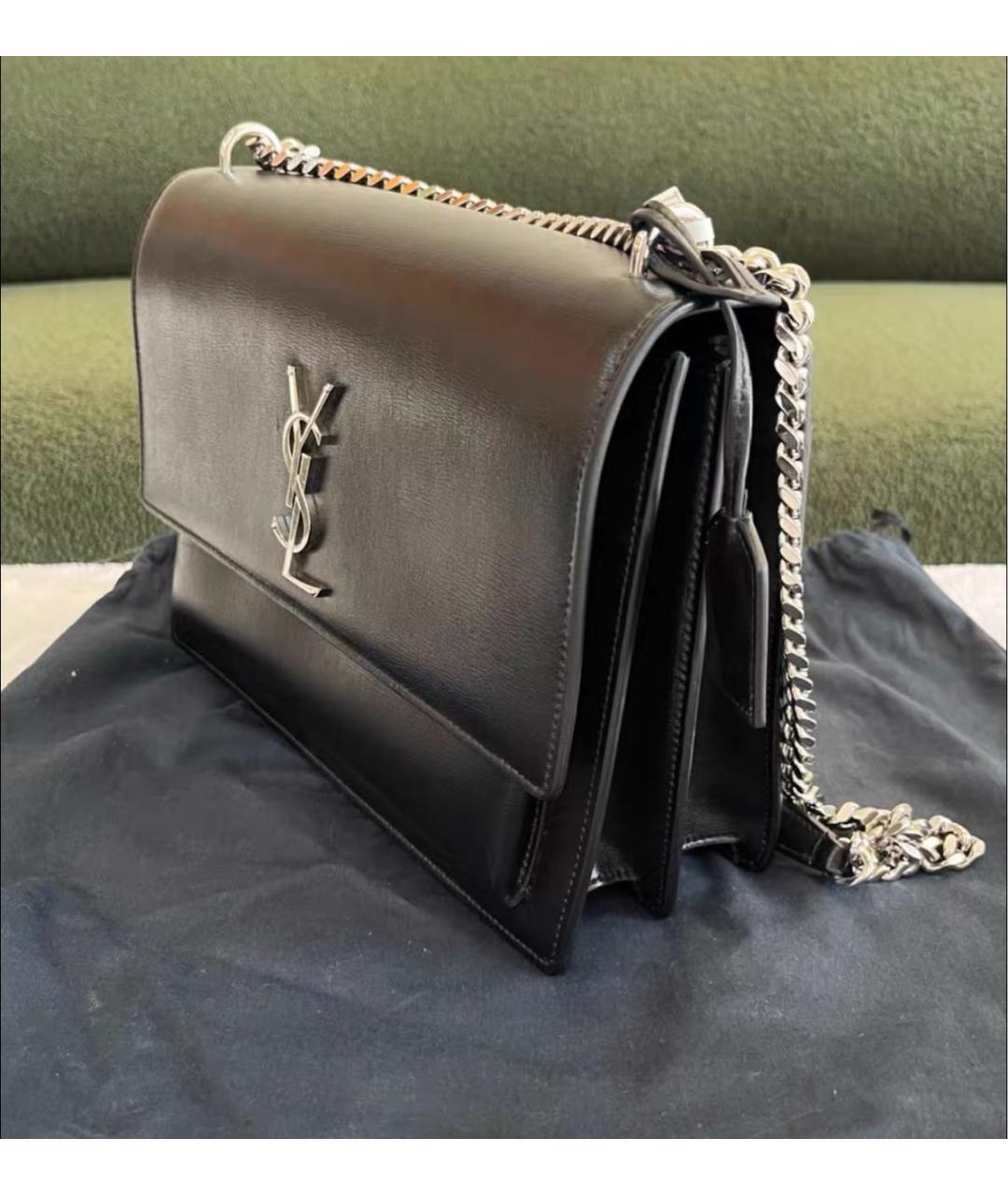 SAINT LAURENT Черная кожаная сумка через плечо, фото 3