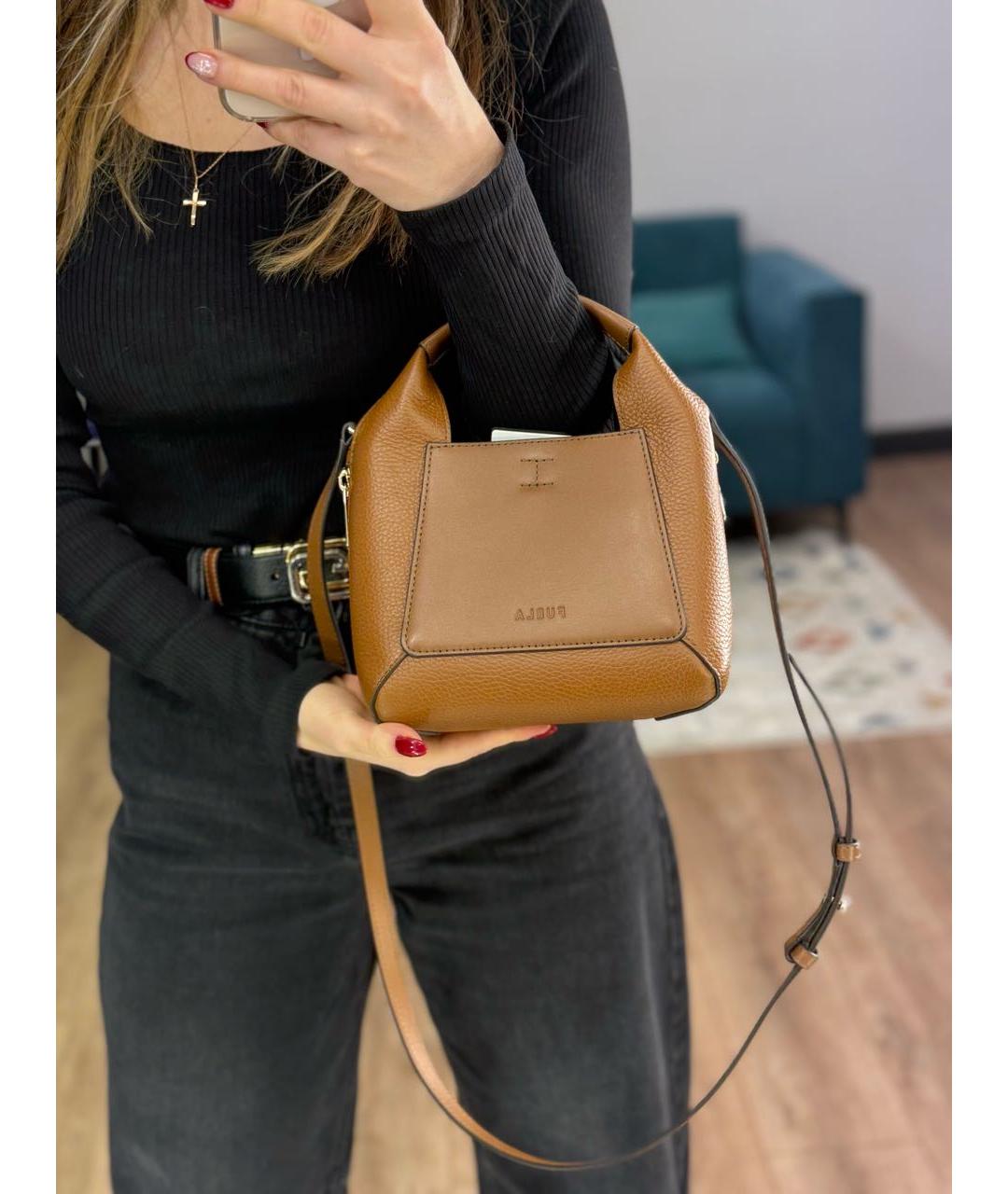 FURLA Коричневая кожаная сумка через плечо, фото 7