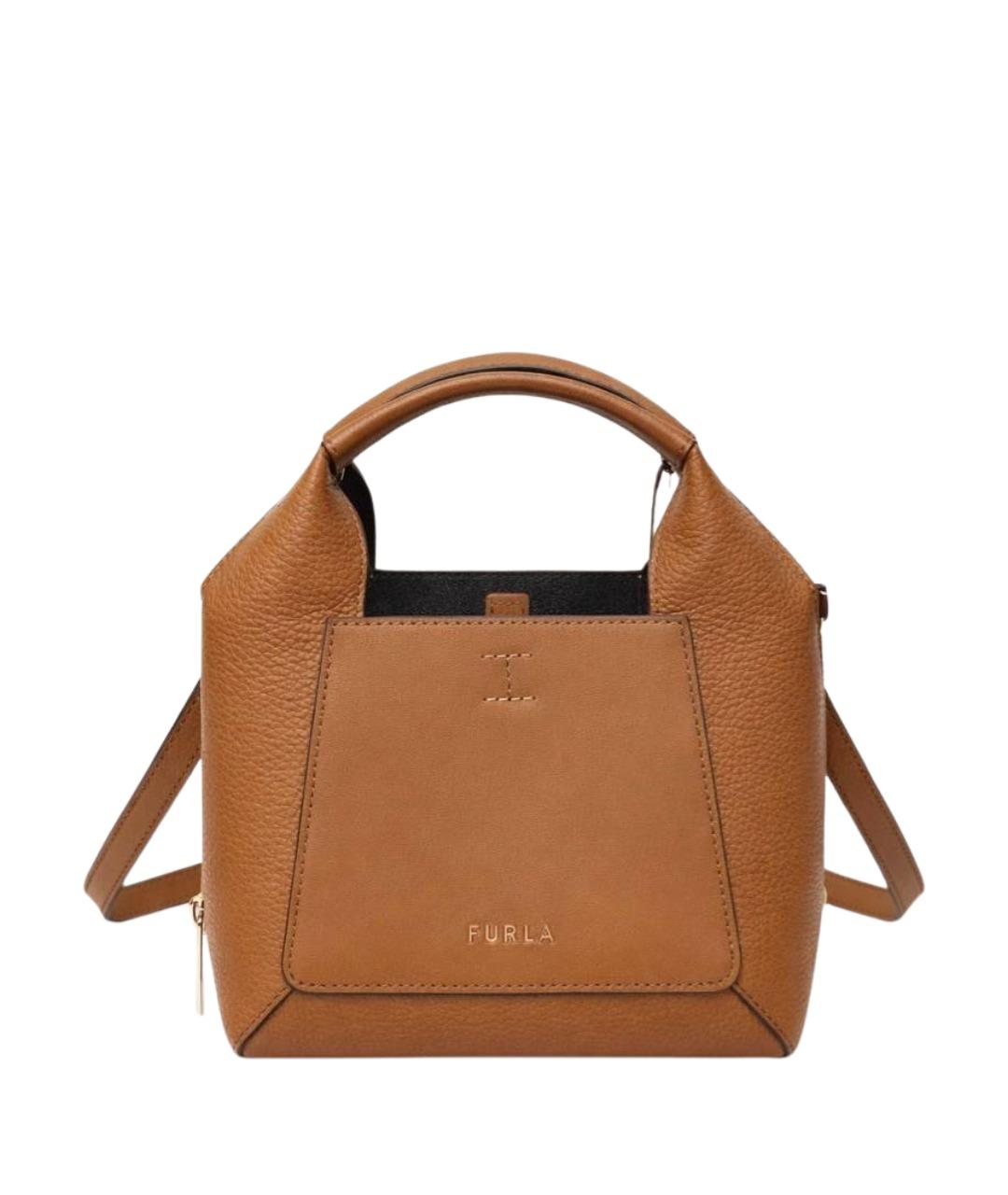 FURLA Коричневая кожаная сумка через плечо, фото 1