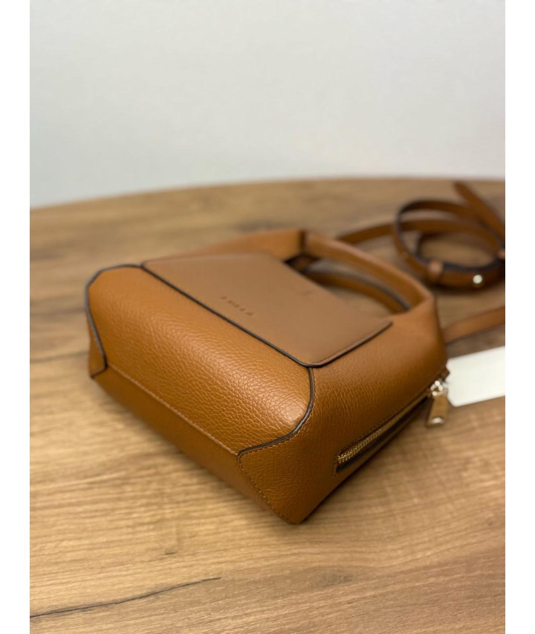 FURLA Коричневая кожаная сумка через плечо, фото 3