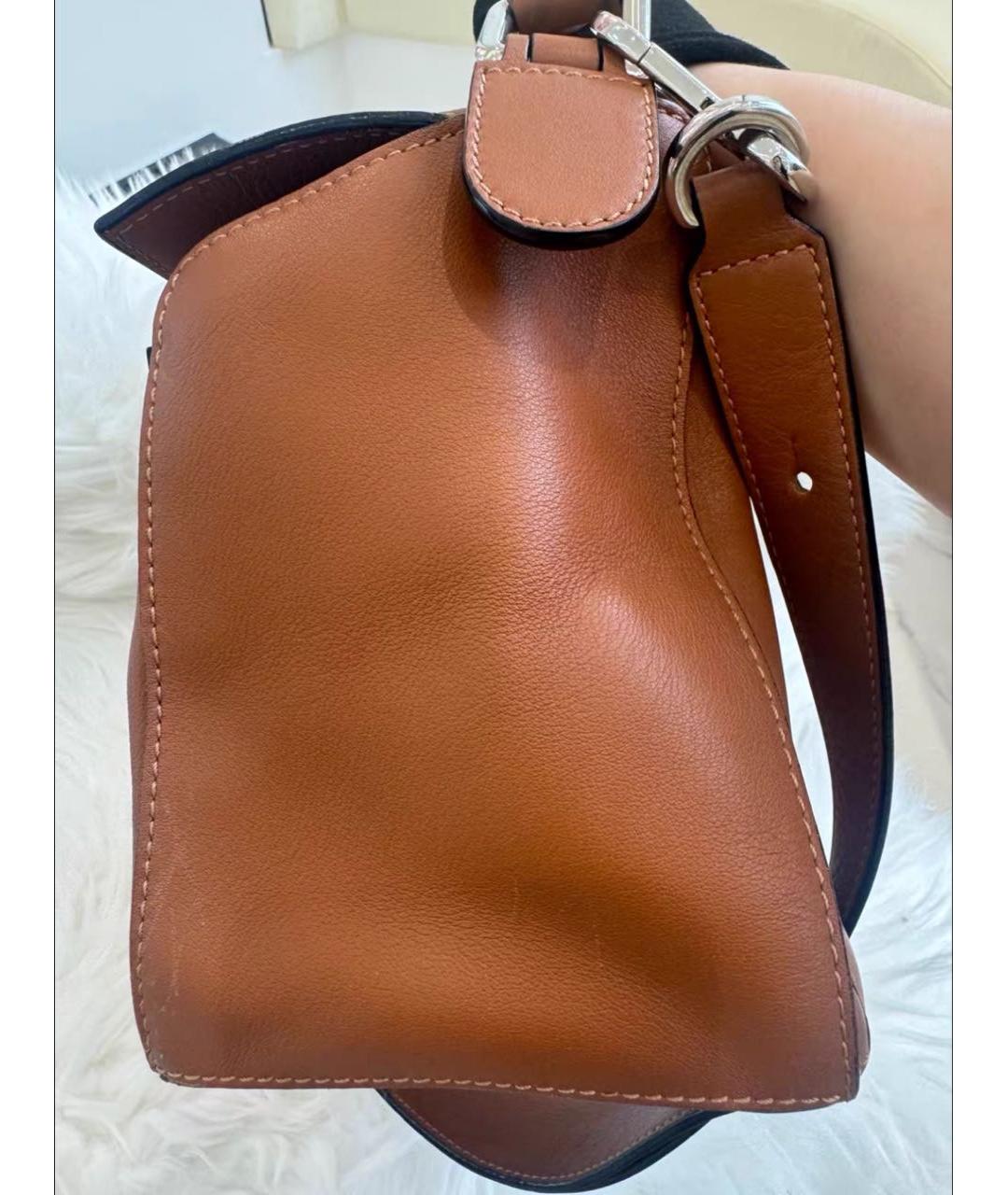 LOEWE Коричневая кожаная сумка с короткими ручками, фото 4