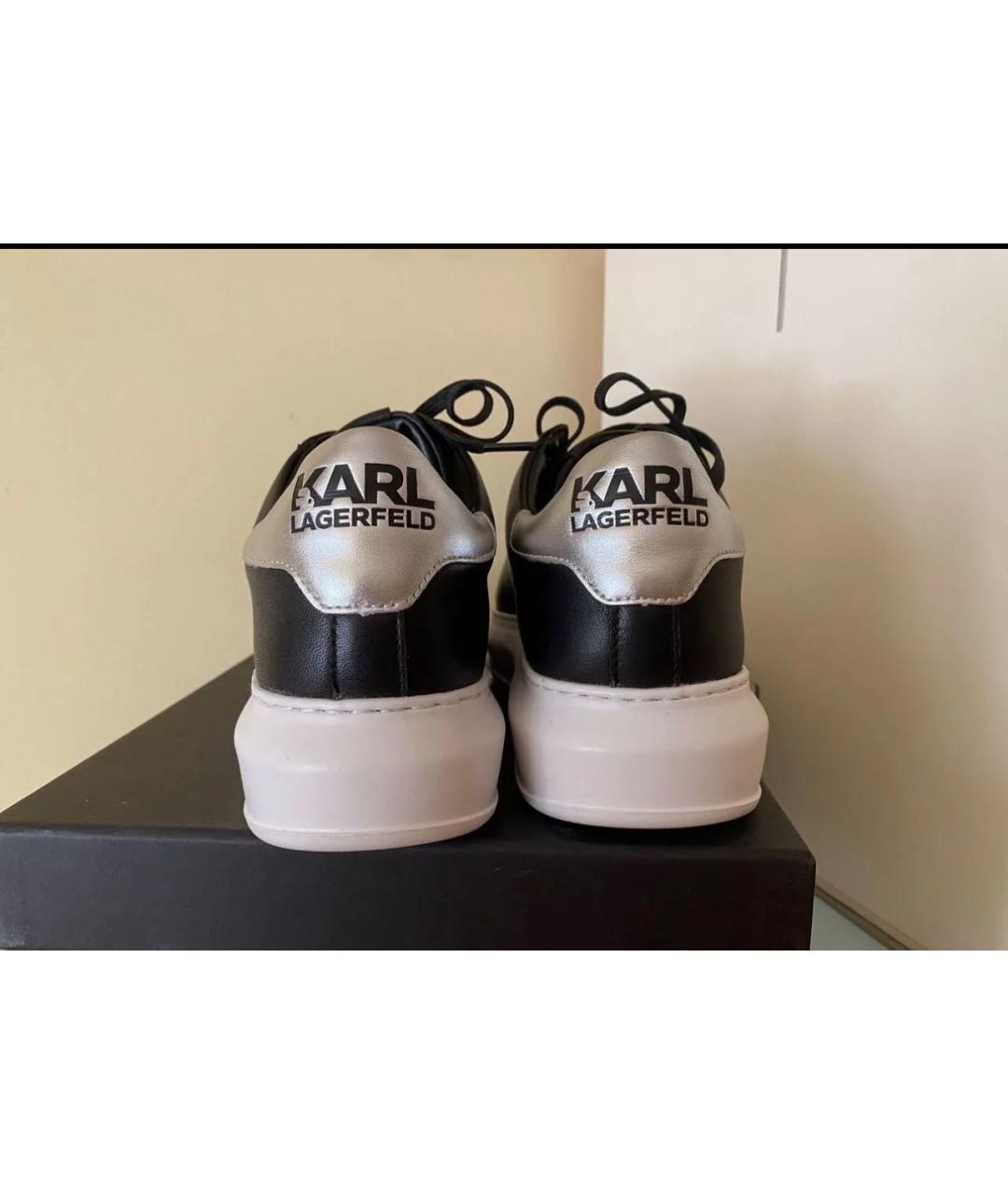 KARL LAGERFELD Черные кожаные кроссовки, фото 4