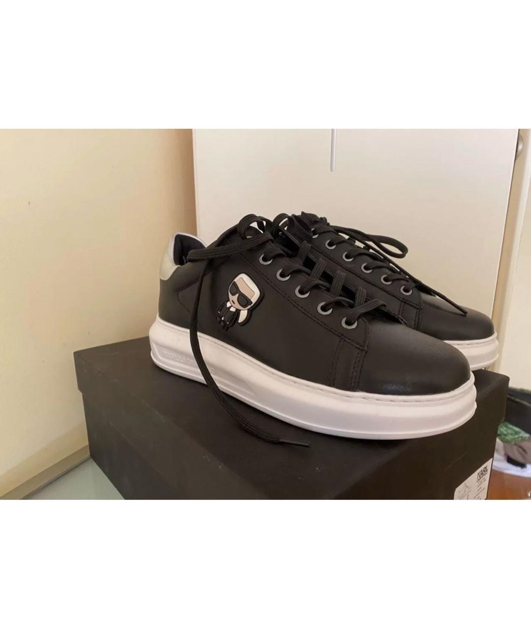 KARL LAGERFELD Черные кожаные кроссовки, фото 3