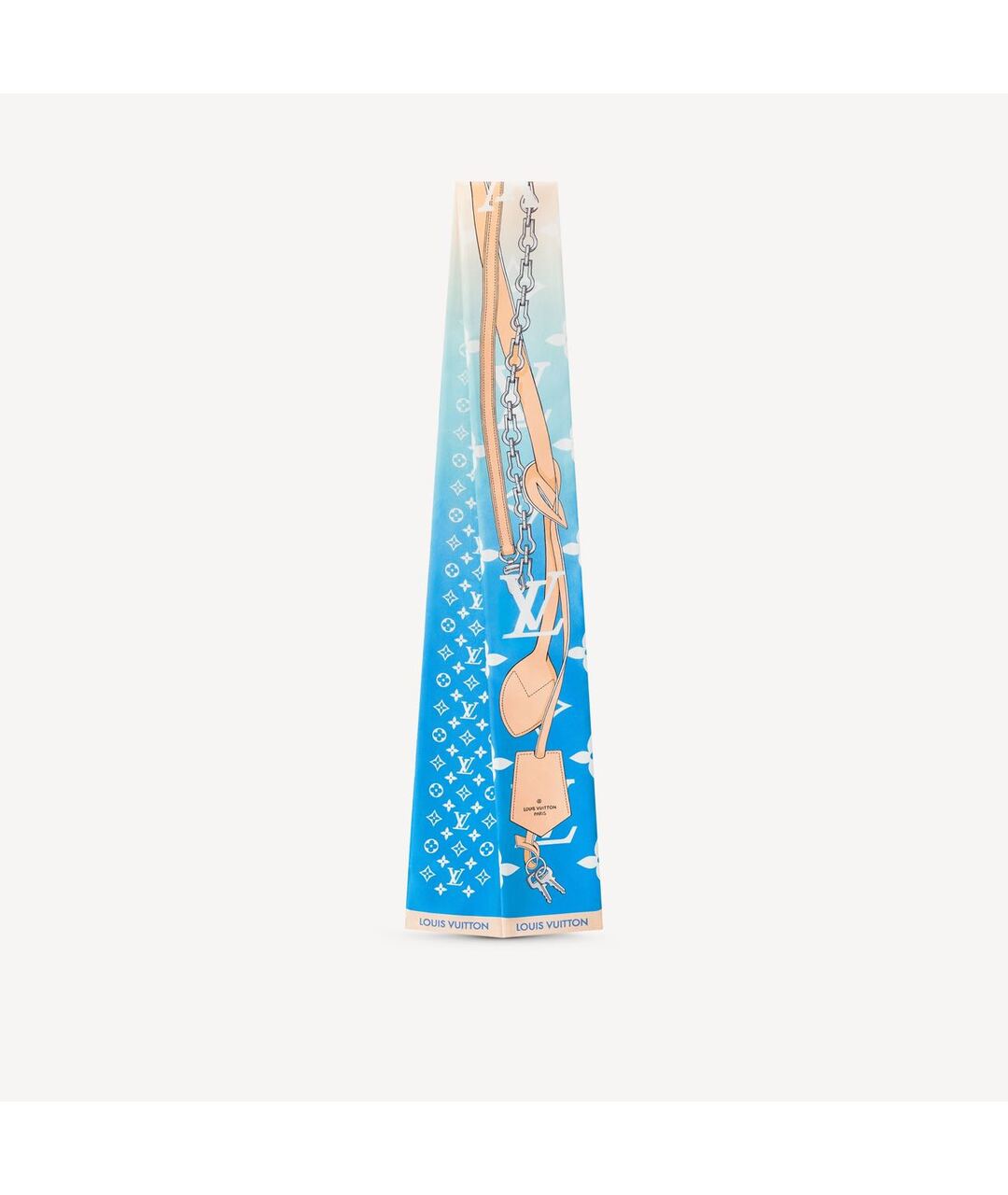 LOUIS VUITTON Голубой шелковый шарф, фото 8