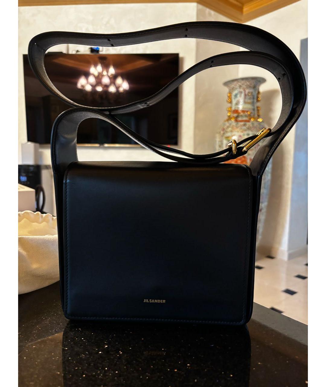 JIL SANDER Черная кожаная сумка через плечо, фото 6