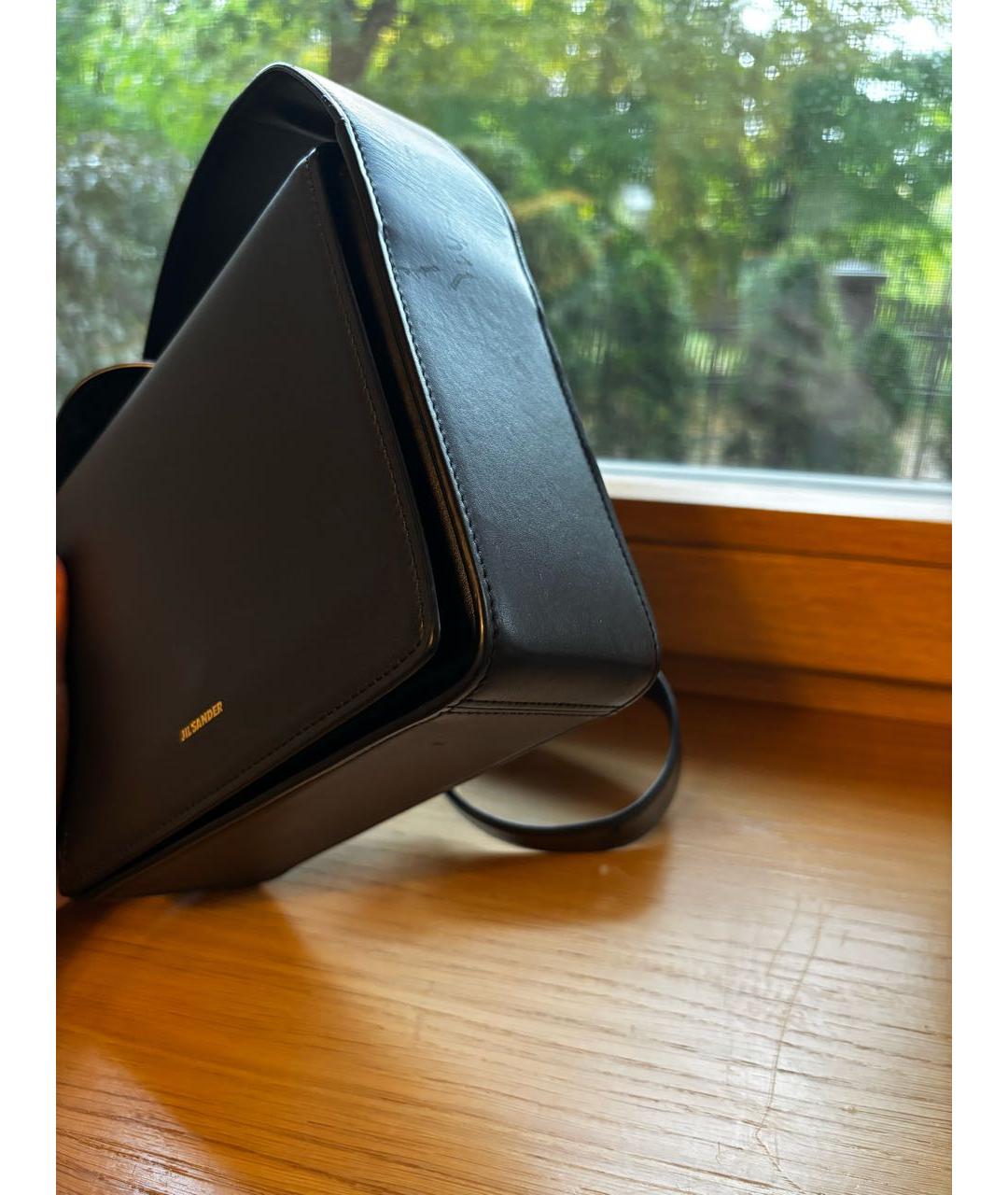 JIL SANDER Черная кожаная сумка через плечо, фото 3