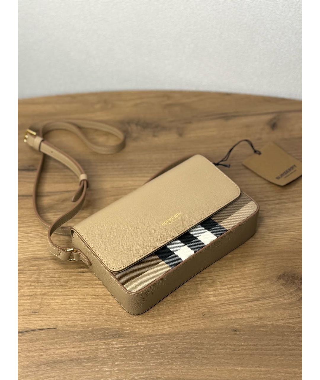 BURBERRY Бежевая кожаная сумка через плечо, фото 2