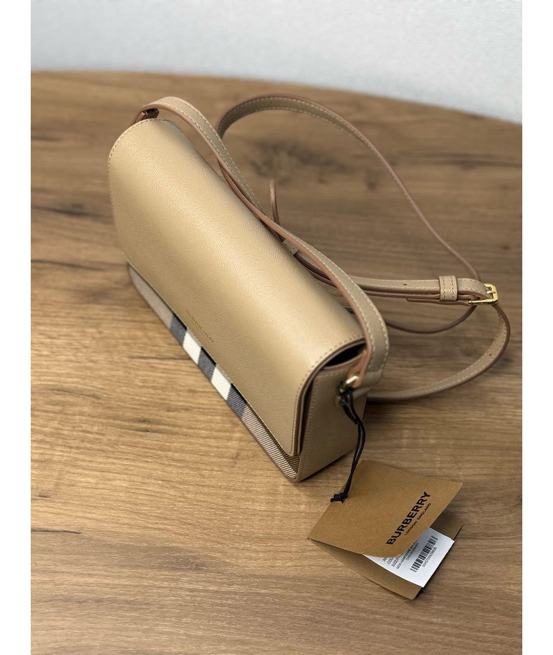 BURBERRY Бежевая кожаная сумка через плечо, фото 5