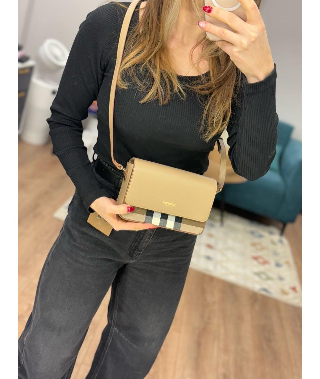 BURBERRY Бежевая кожаная сумка через плечо, фото 6