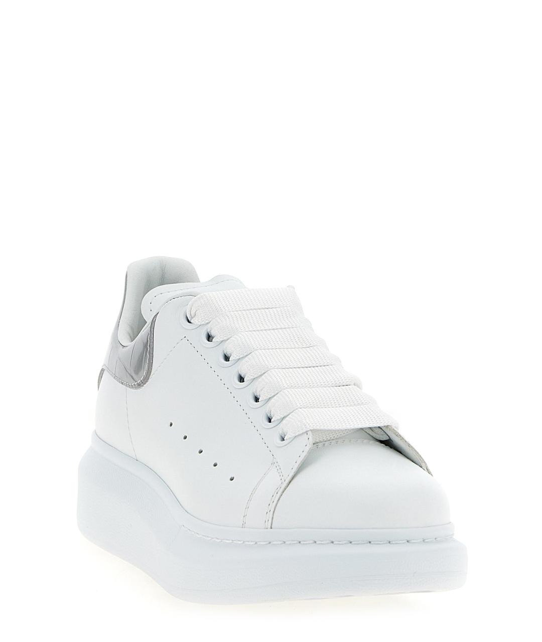 ALEXANDER MCQUEEN Серебряные кожаные кроссовки, фото 2