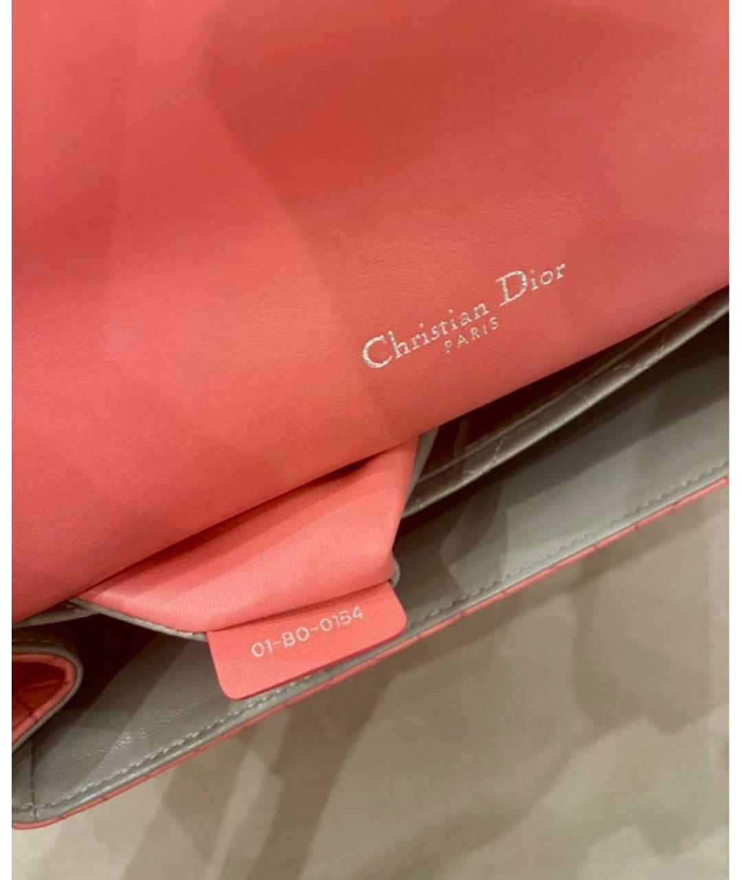 CHRISTIAN DIOR Коралловая кожаная сумка через плечо, фото 8