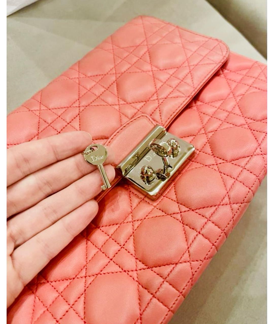 CHRISTIAN DIOR Коралловая кожаная сумка через плечо, фото 2