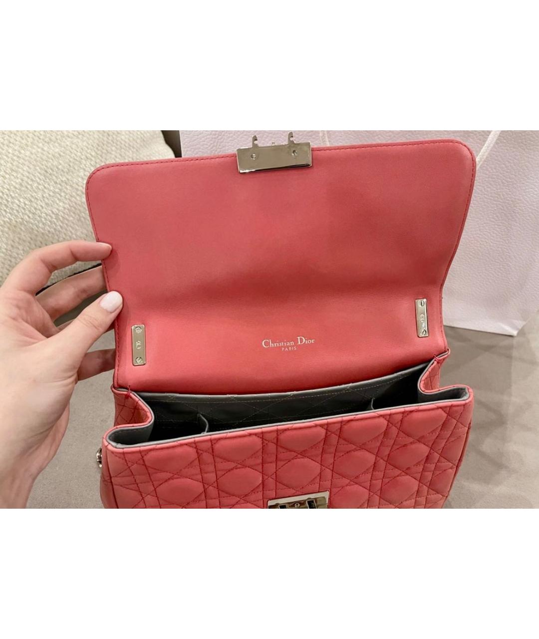 CHRISTIAN DIOR Коралловая кожаная сумка через плечо, фото 6